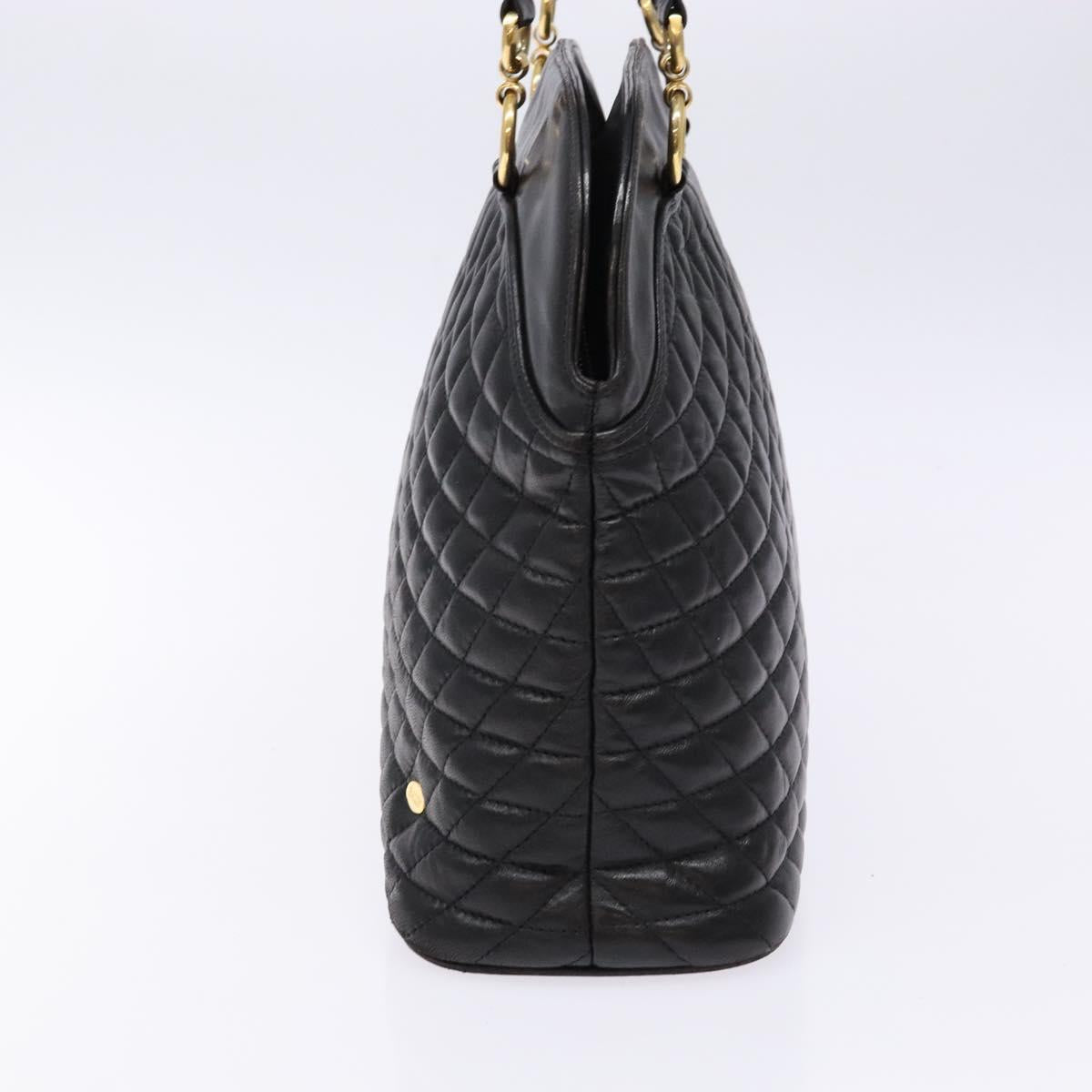 BALLY Hand Bag Leather Black Gold Auth yk19321