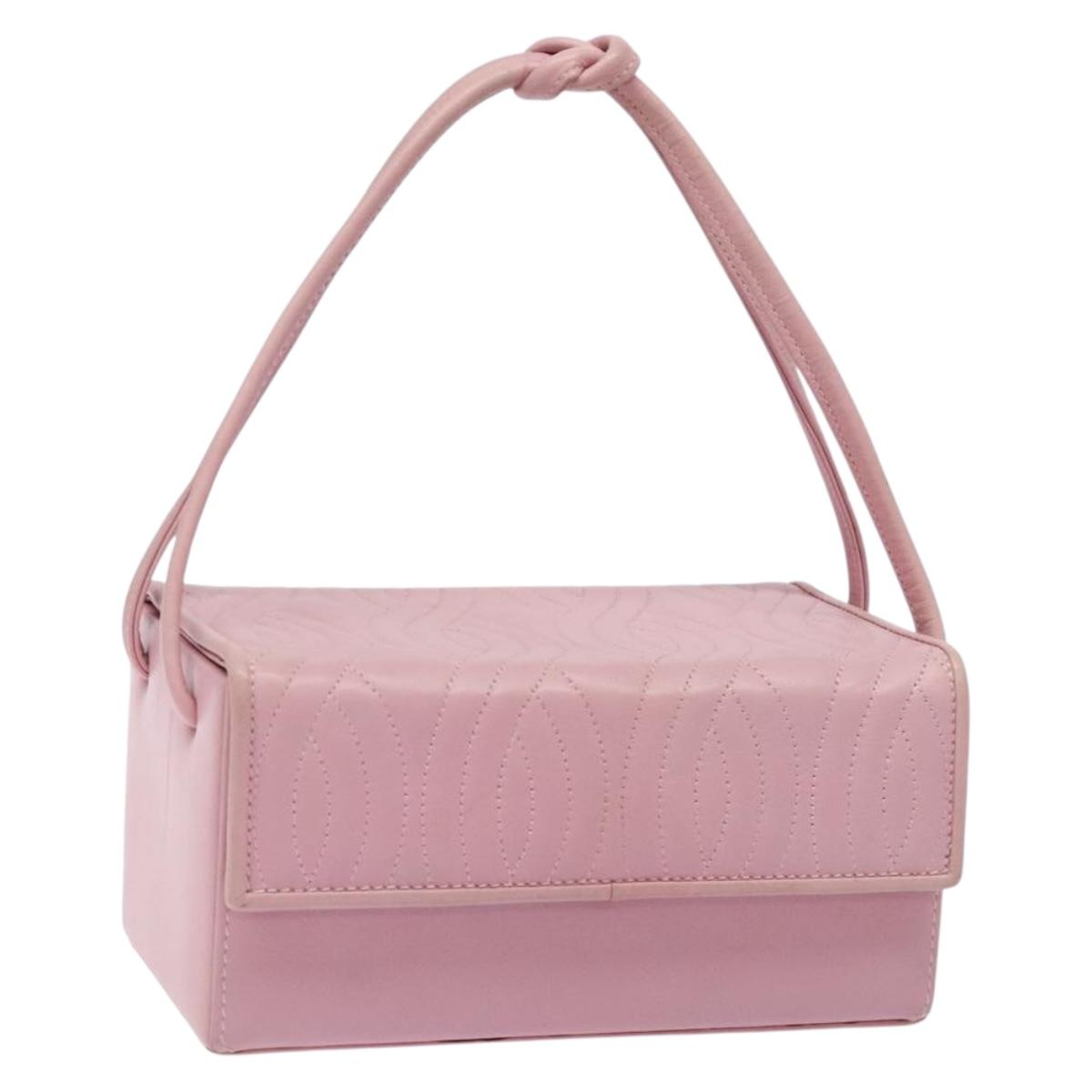 FENDI Vanity Hand Bag Leather Pink Gold Auth yk19323