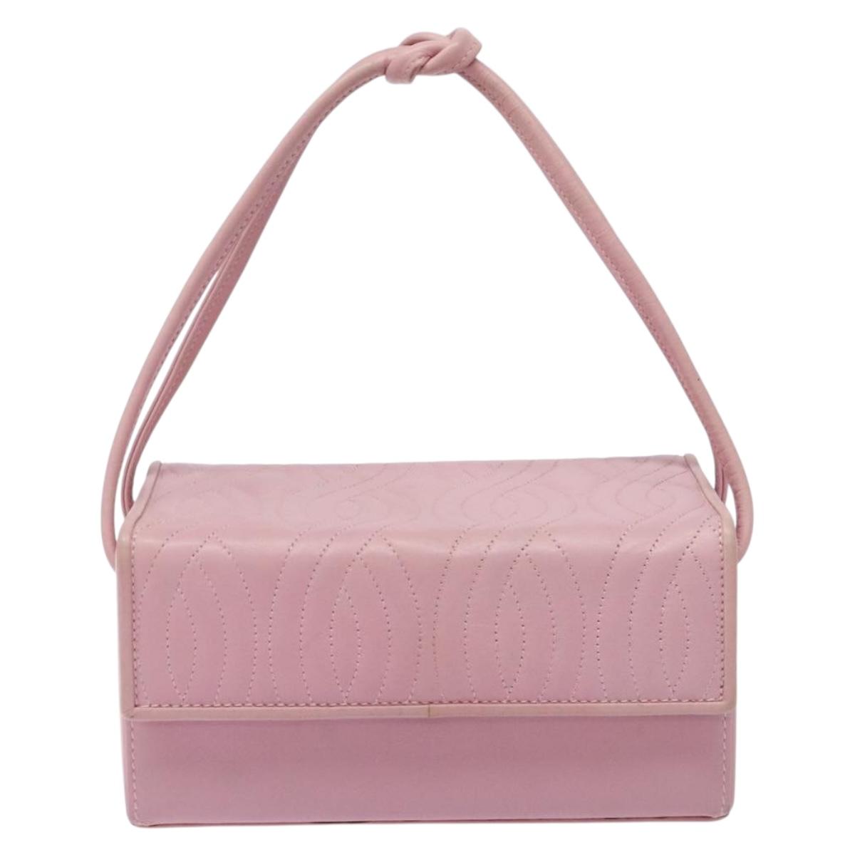 FENDI Vanity Hand Bag Leather Pink Gold Auth yk19323