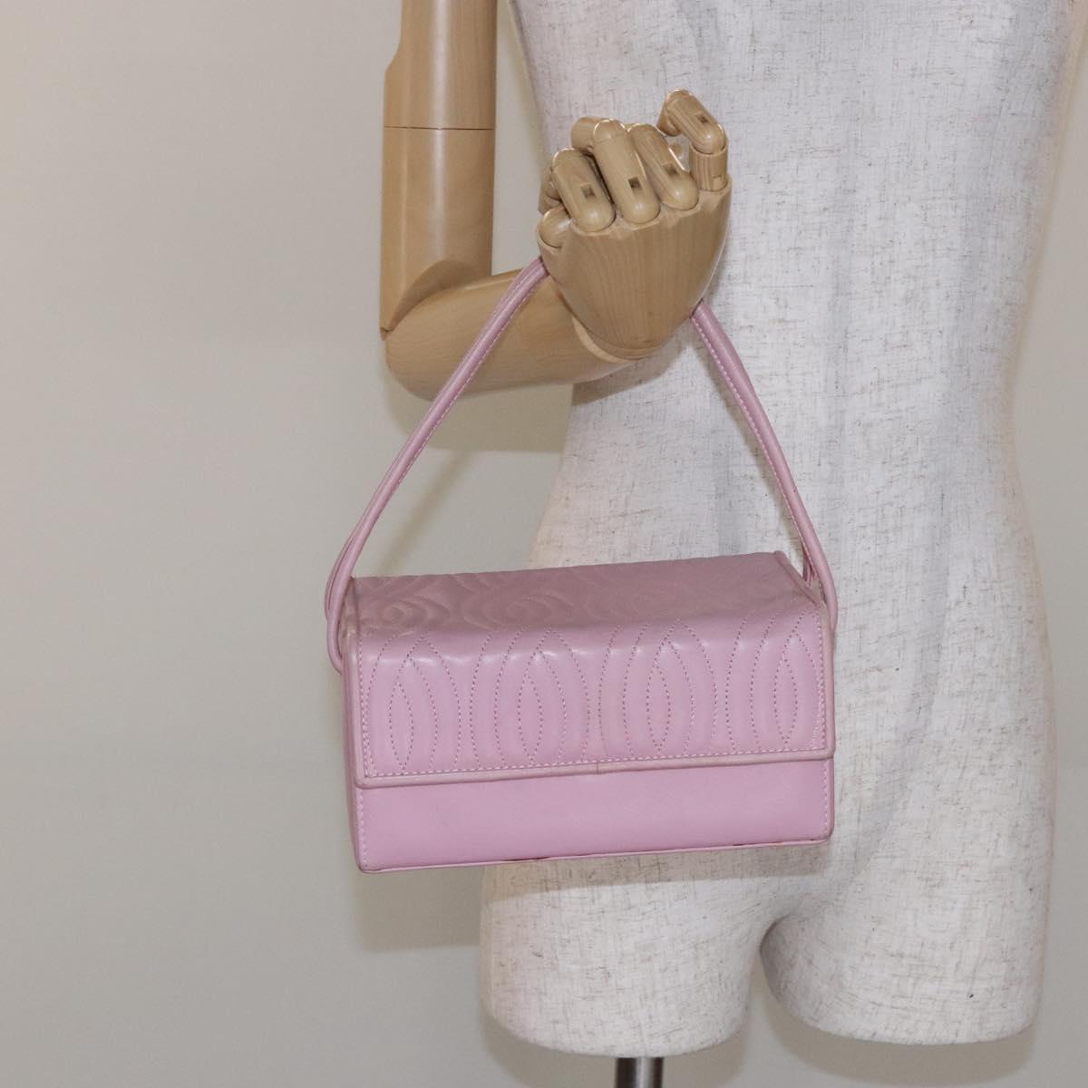 FENDI Vanity Hand Bag Leather Pink Gold Auth yk19323