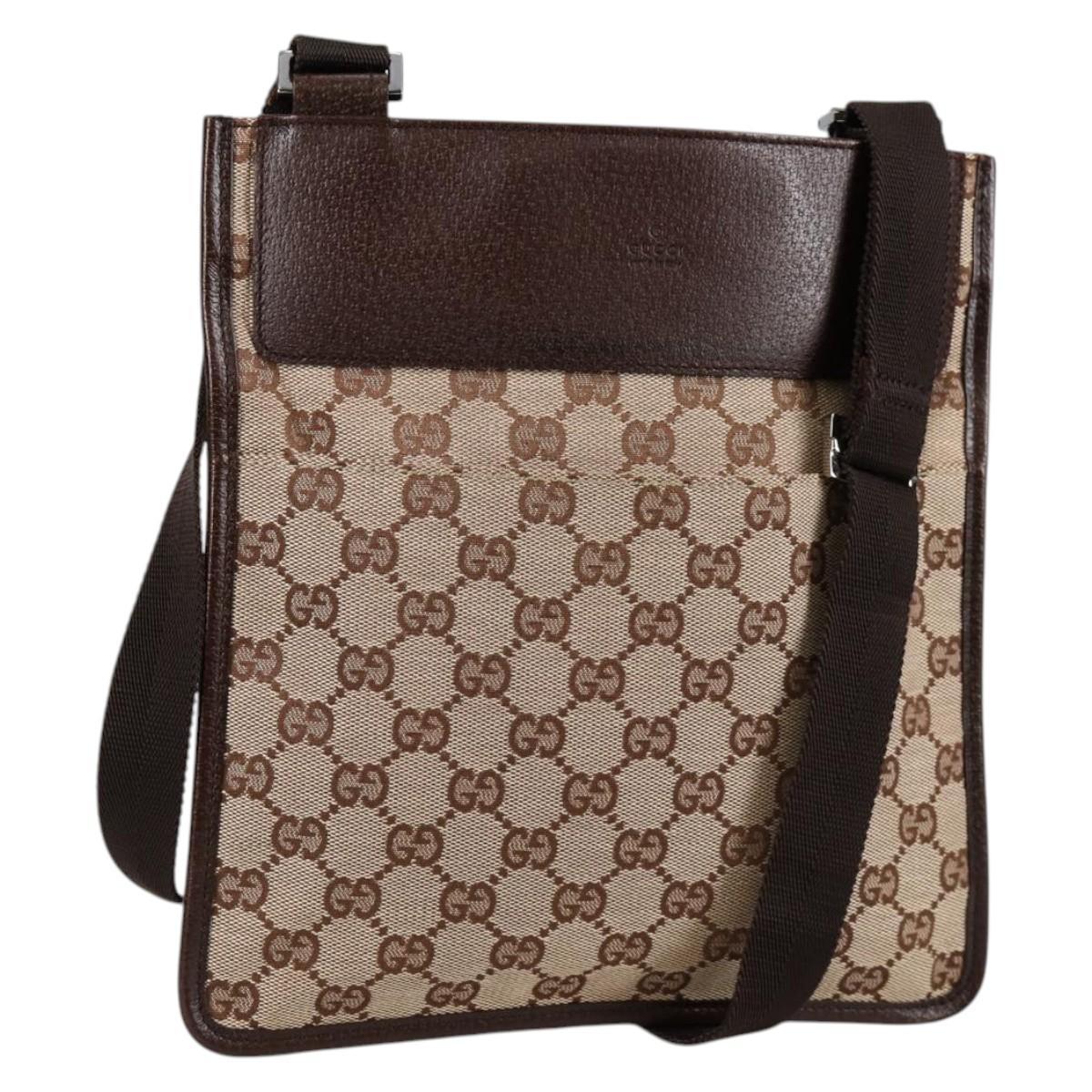 GUCCI GG Canvas Shoulder Bag Beige Silver 27639 Auth yk19324V