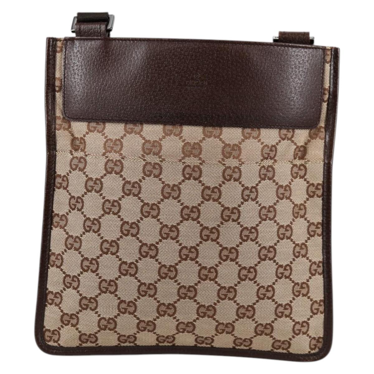 GUCCI GG Canvas Shoulder Bag Beige Silver 27639 Auth yk19324V