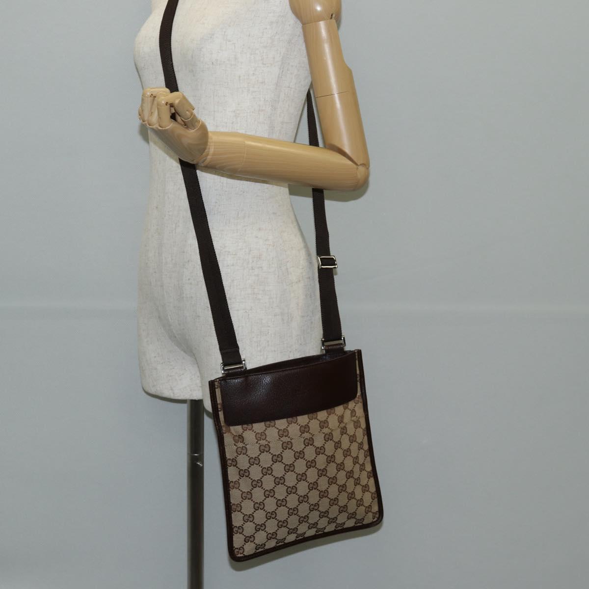 GUCCI GG Canvas Shoulder Bag Beige Silver 27639 Auth yk19324V