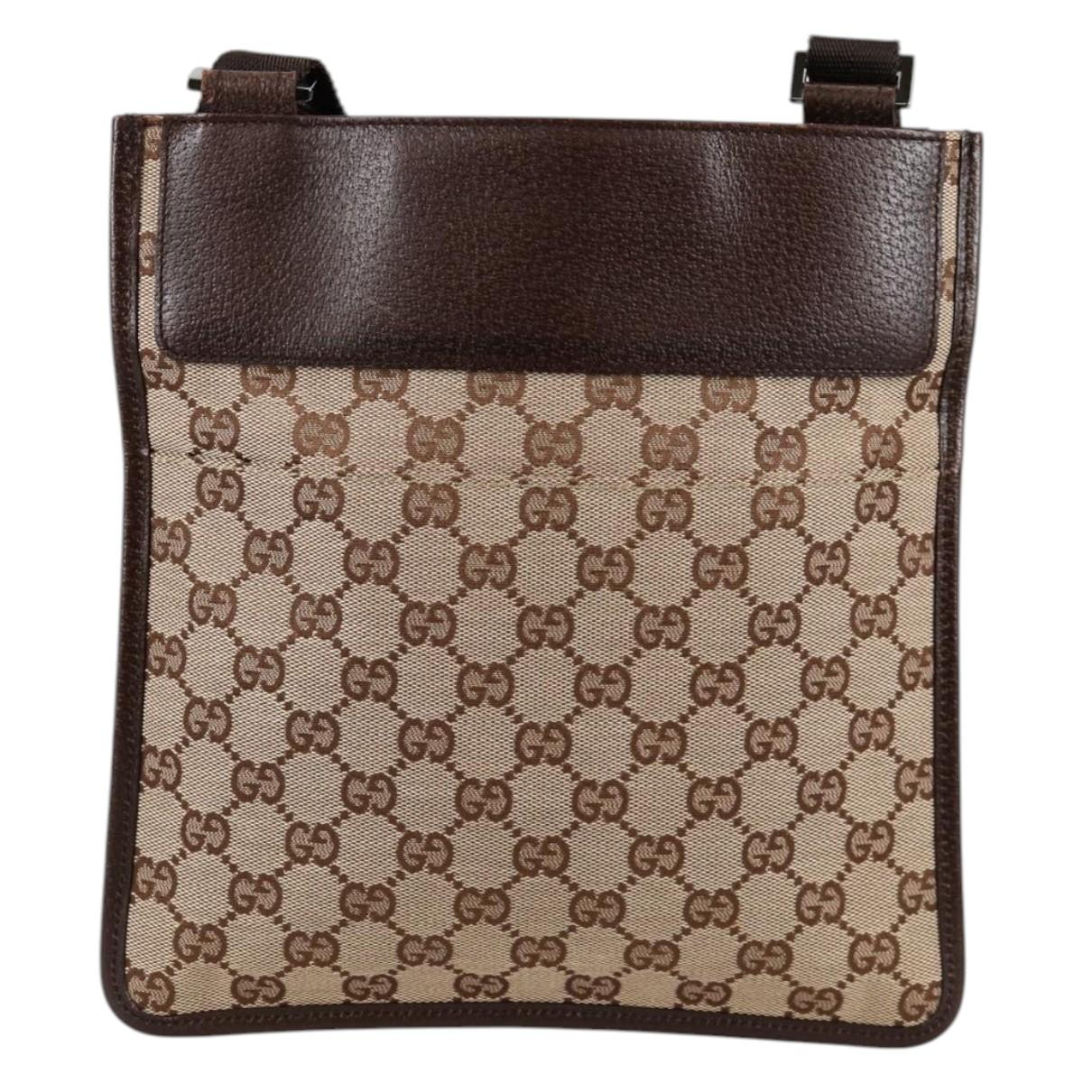 GUCCI GG Canvas Shoulder Bag Beige Silver 27639 Auth yk19324V