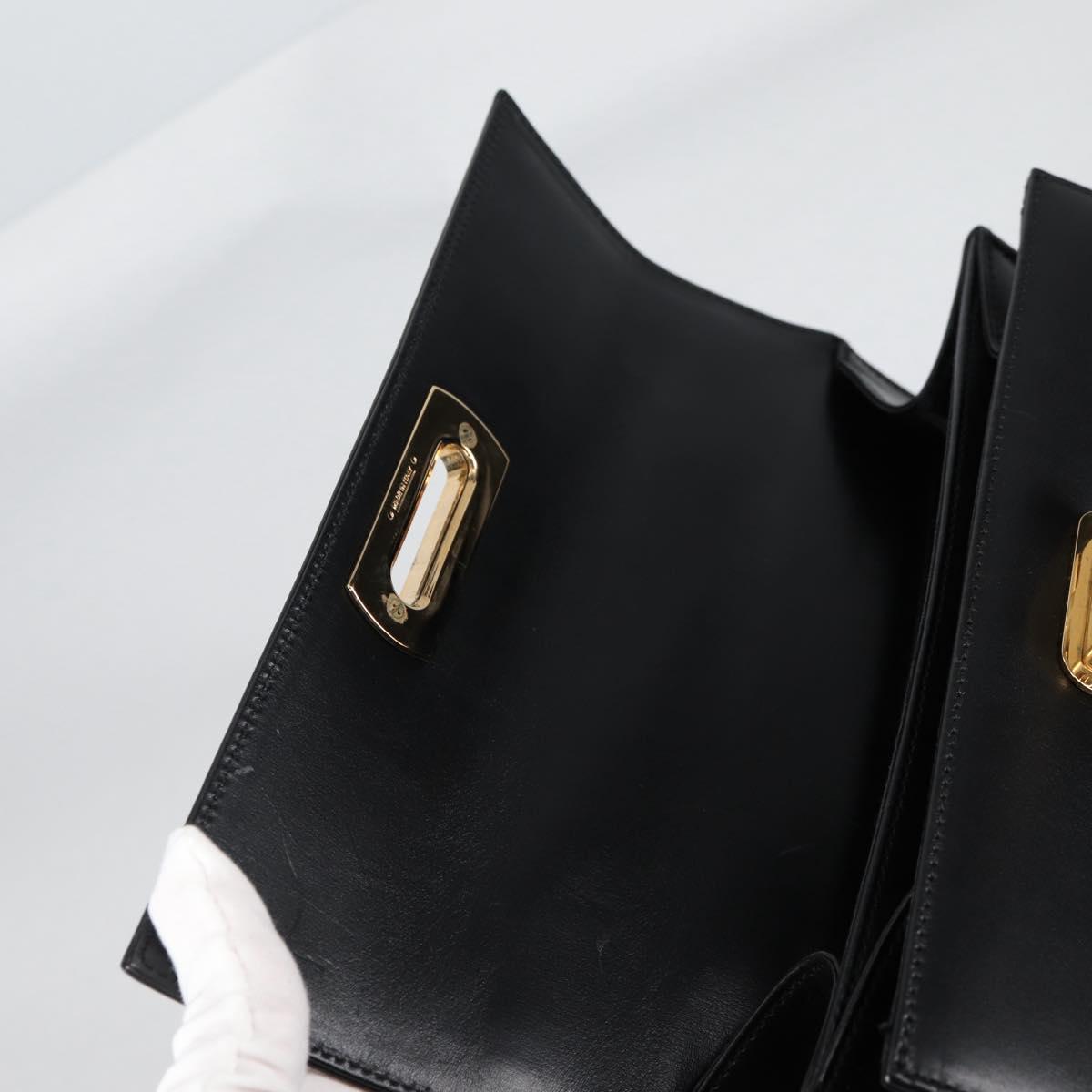 Salvatore Ferragamo Gancini Hand Bag Leather 2way Black Gold Auth yk19329V