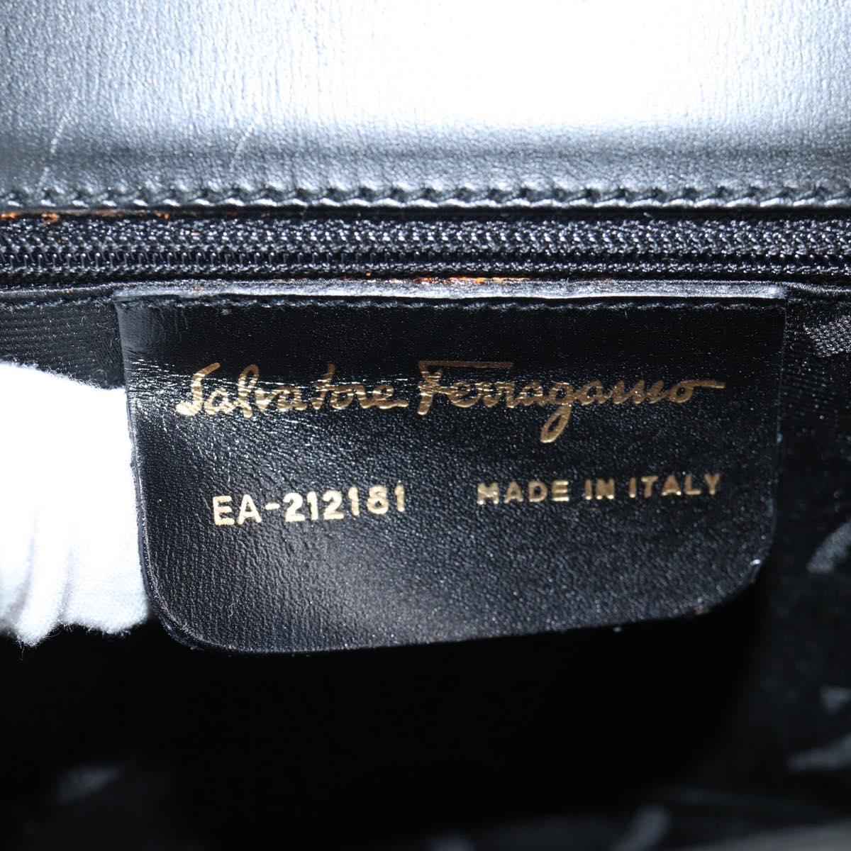 Salvatore Ferragamo Gancini Hand Bag Leather 2way Black Gold Auth yk19329V