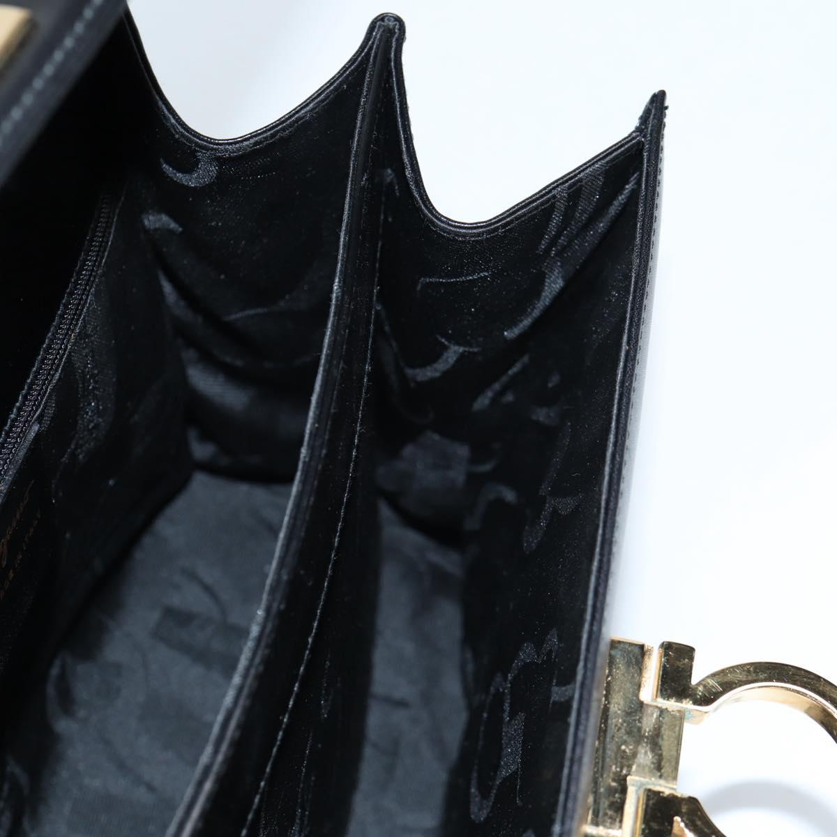 Salvatore Ferragamo Gancini Hand Bag Leather 2way Black Gold Auth yk19329V
