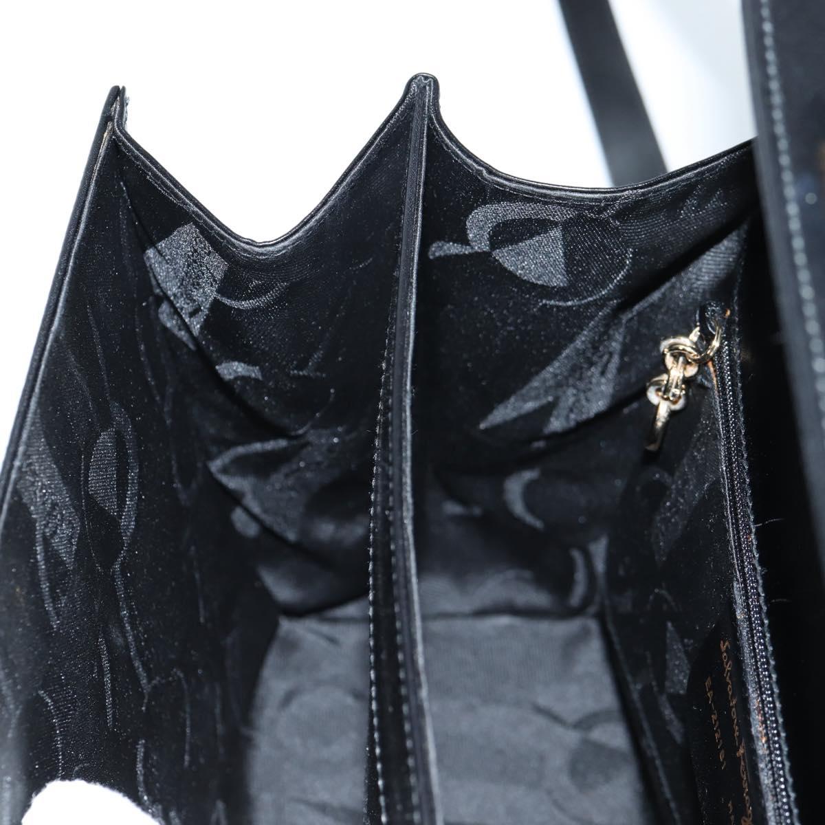Salvatore Ferragamo Gancini Hand Bag Leather 2way Black Gold Auth yk19329V