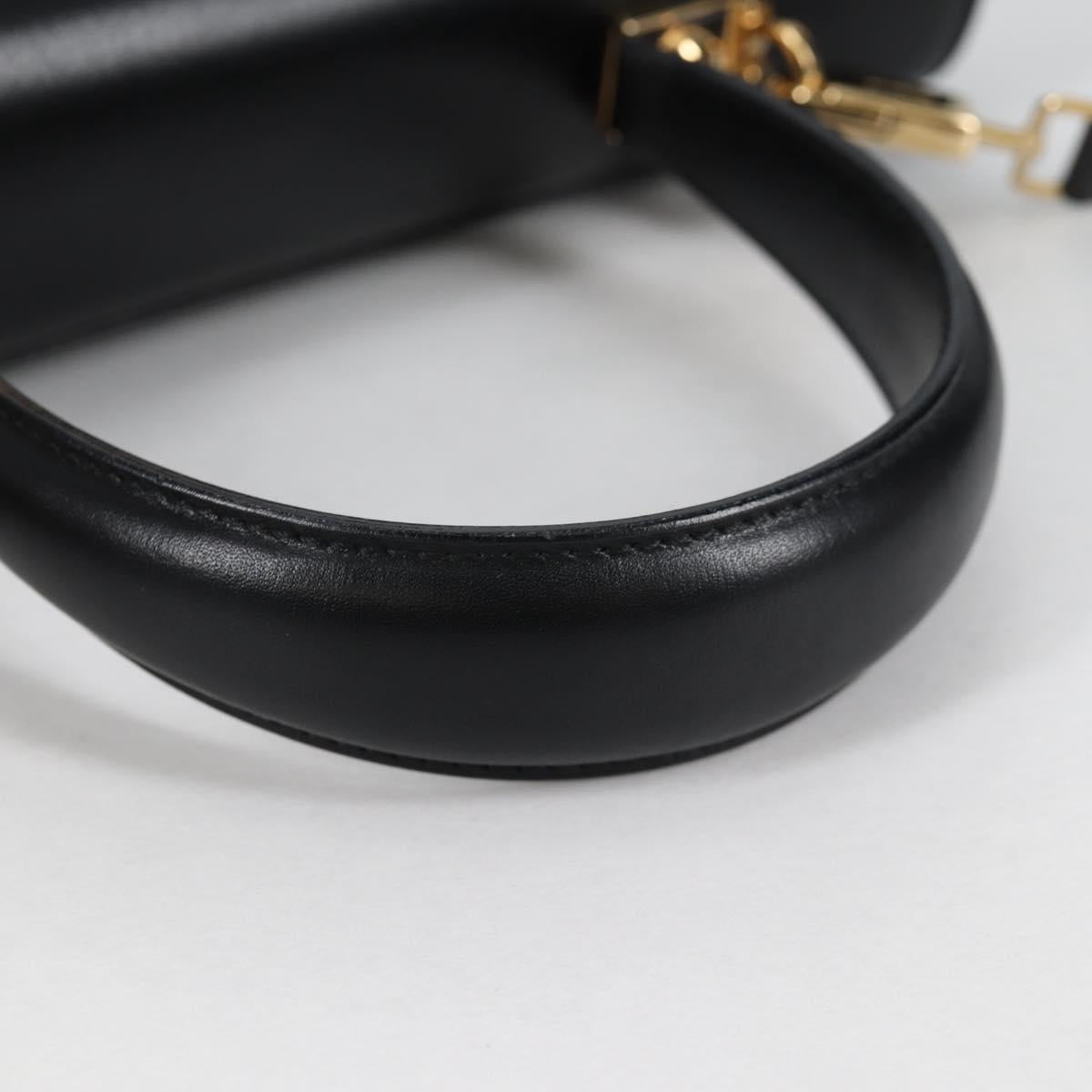 Salvatore Ferragamo Gancini Hand Bag Leather 2way Black Gold Auth yk19329V