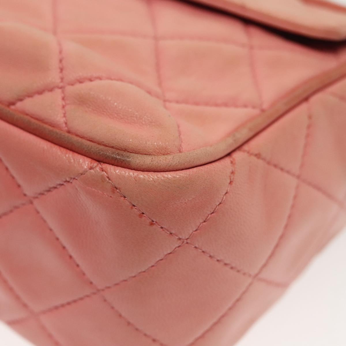CHANEL Matelasse Chain Shoulder Bag Lamb Skin Pink Gold CC Auth yk19334