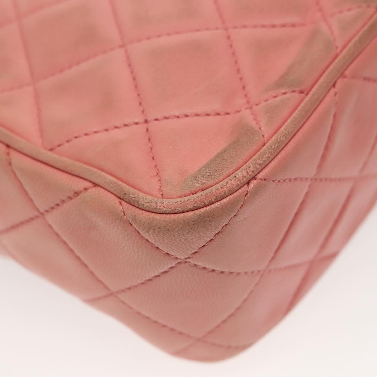 CHANEL Matelasse Chain Shoulder Bag Lamb Skin Pink Gold CC Auth yk19334