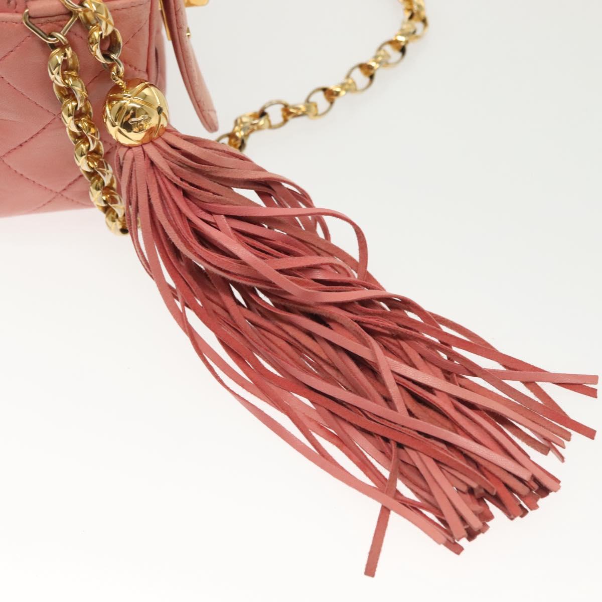 CHANEL Matelasse Chain Shoulder Bag Lamb Skin Pink Gold CC Auth yk19334