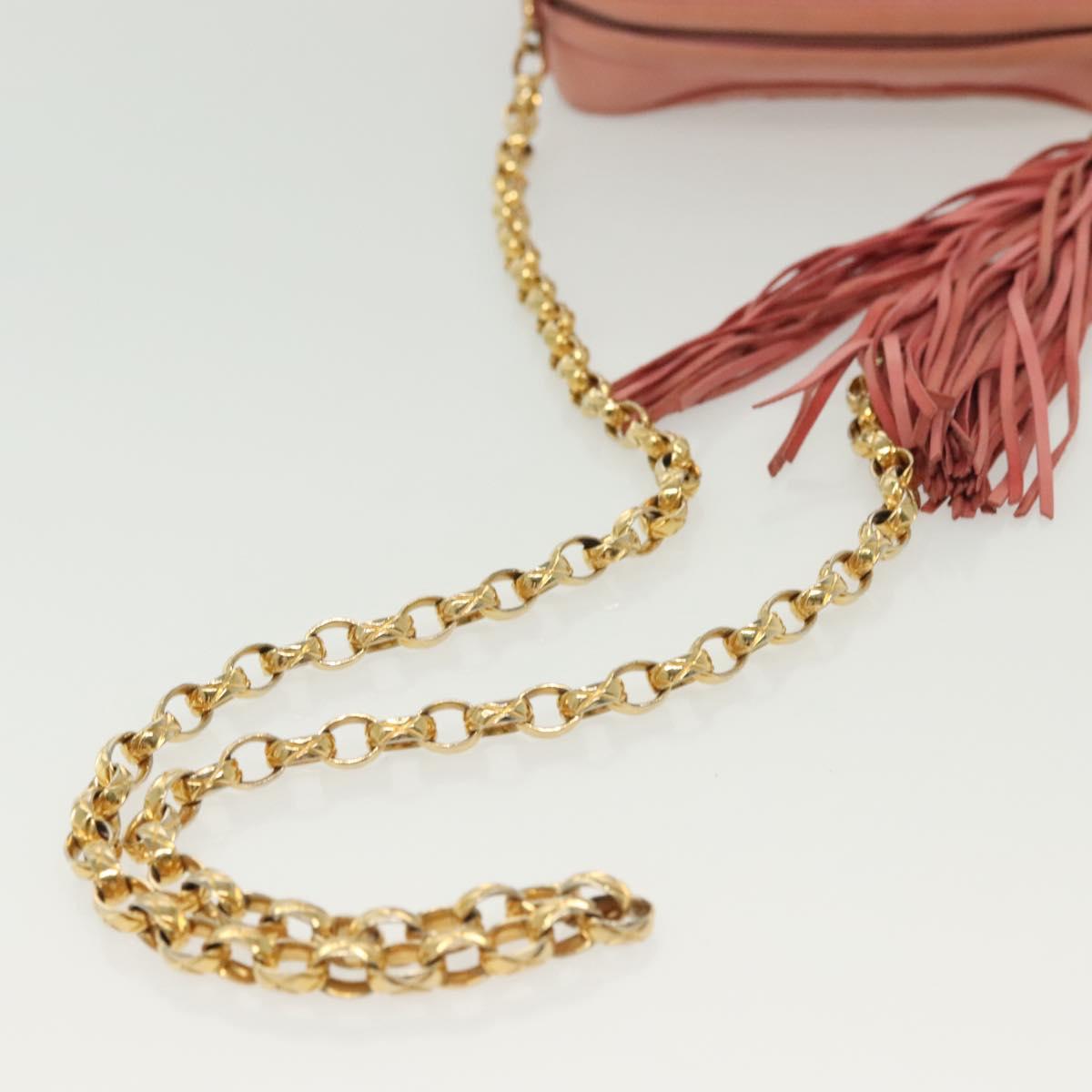CHANEL Matelasse Chain Shoulder Bag Lamb Skin Pink Gold CC Auth yk19334