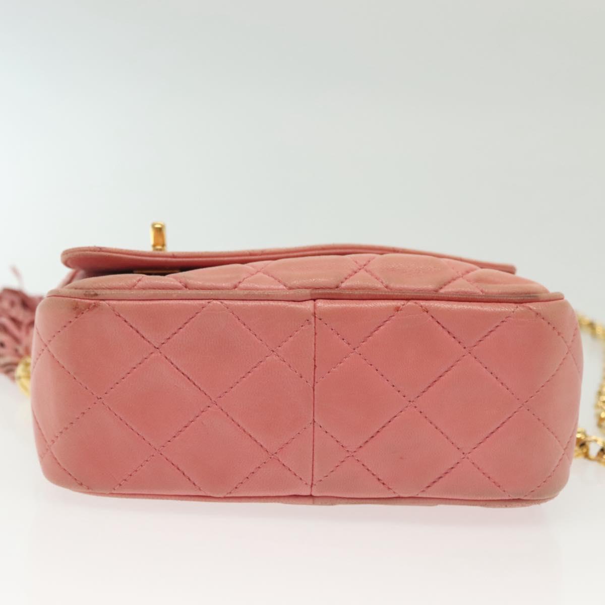 CHANEL Matelasse Chain Shoulder Bag Lamb Skin Pink Gold CC Auth yk19334