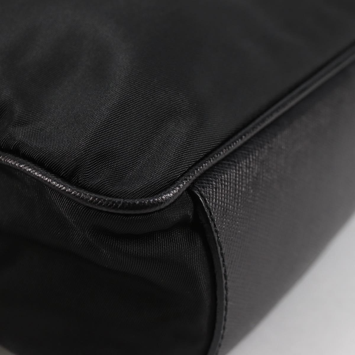 PRADA Hand Bag Nylon Black Gold Auth yk19339V