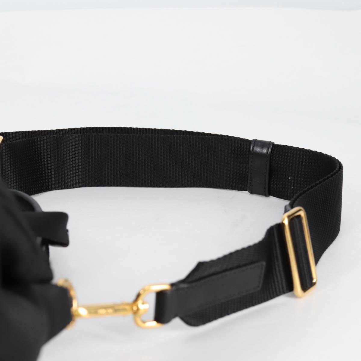 PRADA Hand Bag Nylon 2way Black Gold Auth yk19352V