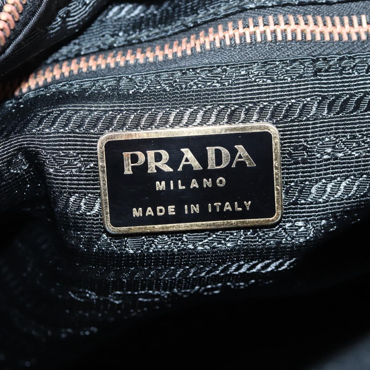 PRADA Hand Bag Nylon 2way Black Gold Auth yk19352V
