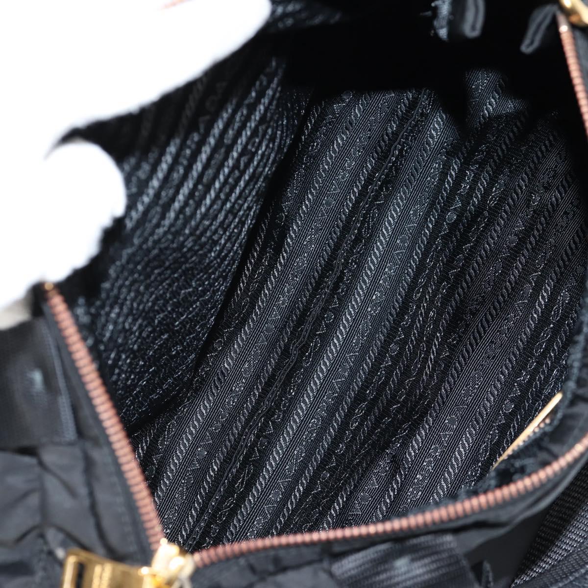 PRADA Hand Bag Nylon 2way Black Gold Auth yk19352V