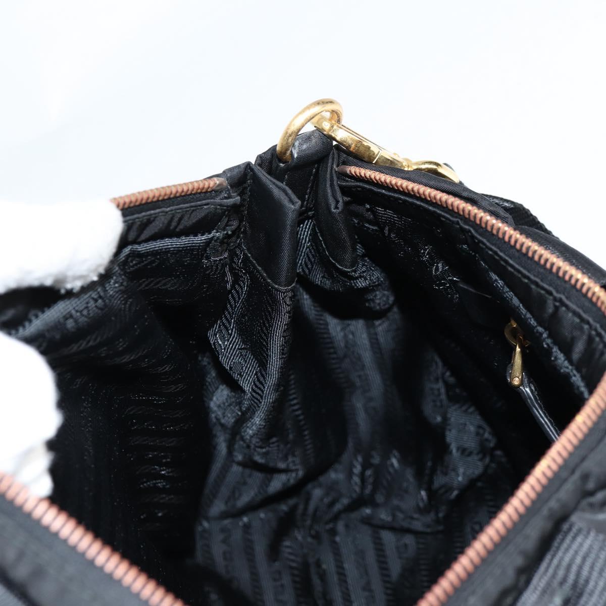 PRADA Hand Bag Nylon 2way Black Gold Auth yk19352V