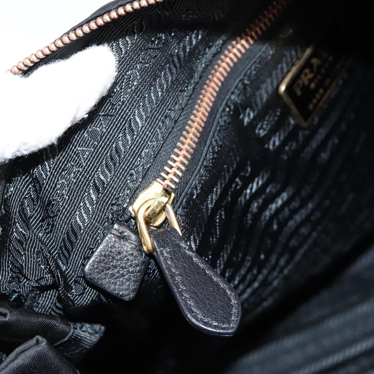 PRADA Hand Bag Nylon 2way Black Gold Auth yk19352V