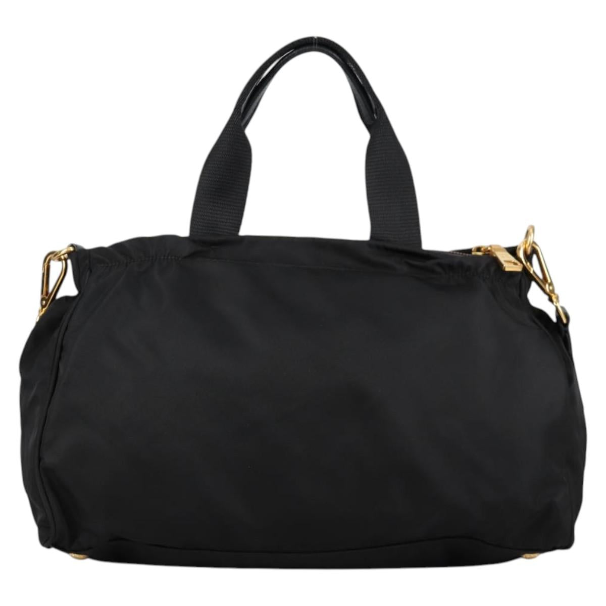 PRADA Hand Bag Nylon 2way Black Gold Auth yk19352V