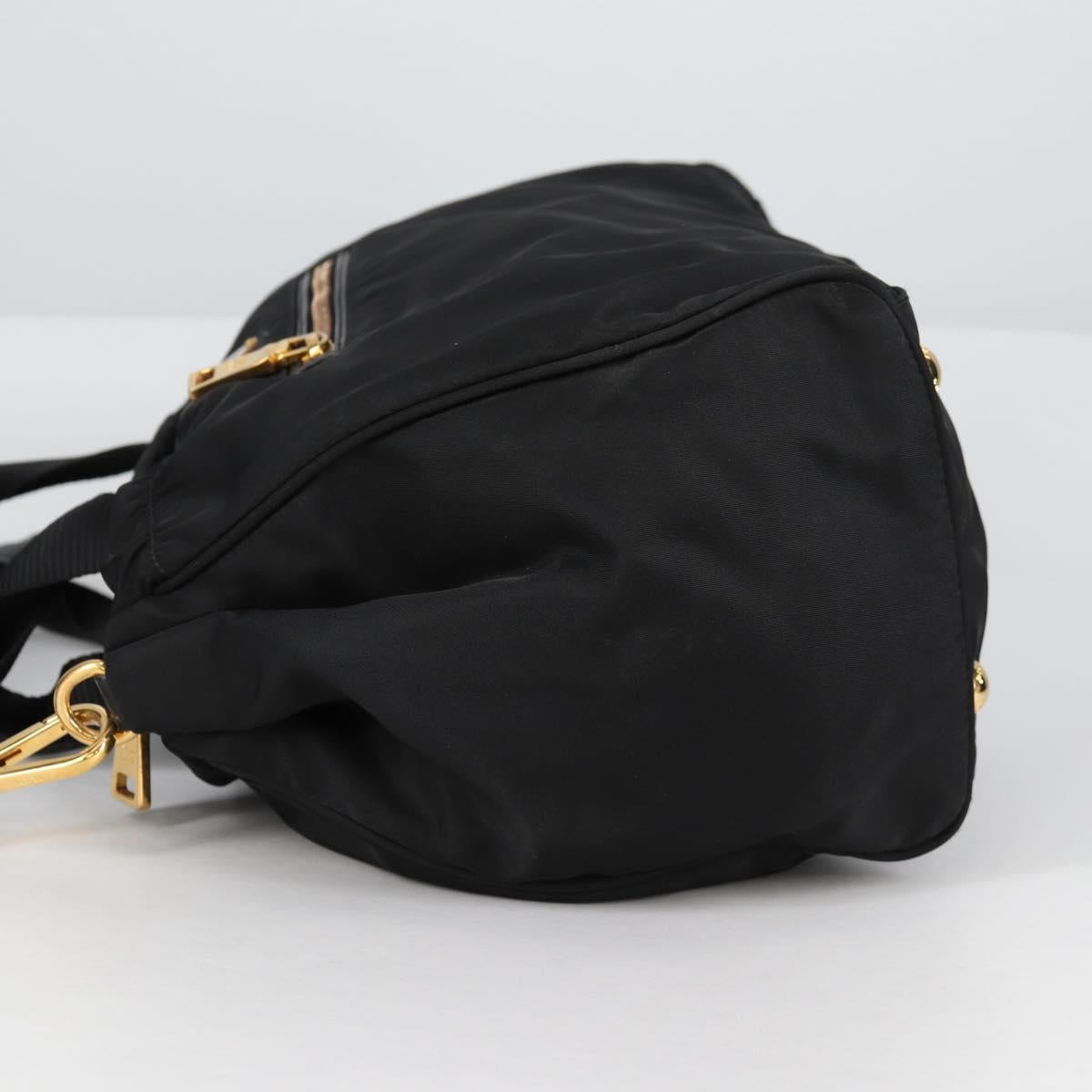 PRADA Hand Bag Nylon 2way Black Gold Auth yk19352V