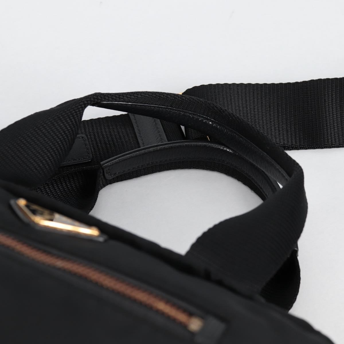 PRADA Hand Bag Nylon 2way Black Gold Auth yk19352V