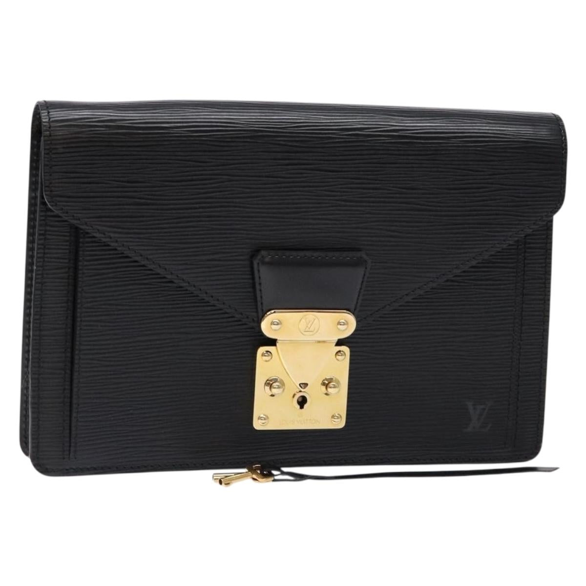 LOUIS VUITTON Epi Serie Dragonne Clutch Bag Black Noir M52612 LV Auth yk19356