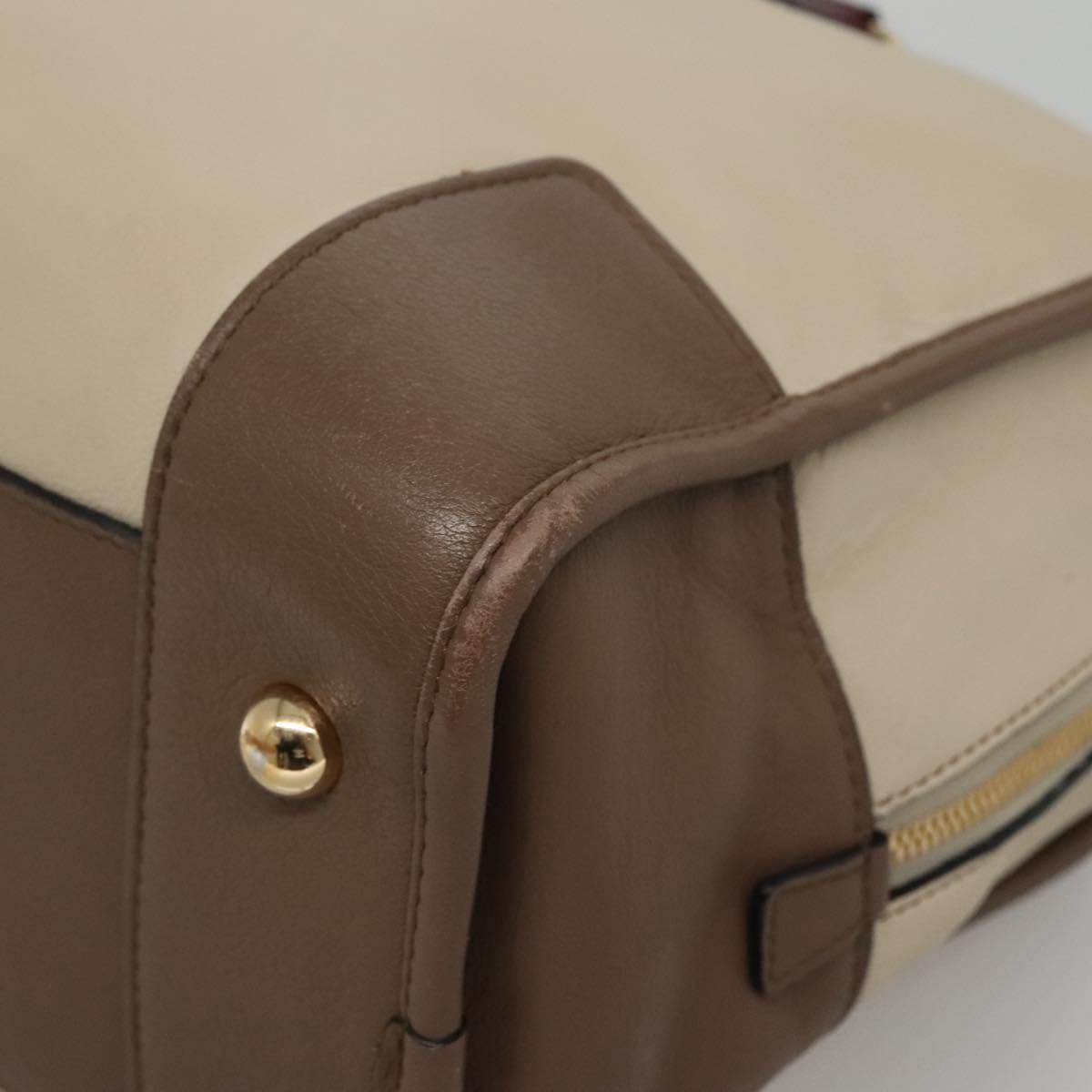 LOEWE Anagram Amazona 36 Hand Bag Leather Beige Gold Auth yk19361