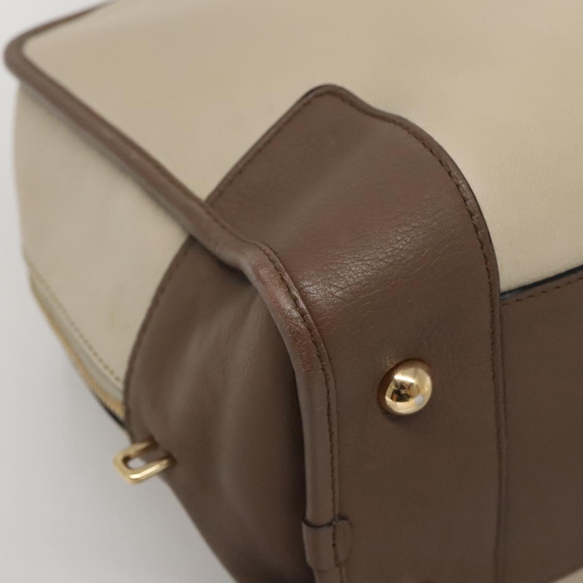 LOEWE Anagram Amazona 36 Hand Bag Leather Beige Gold Auth yk19361