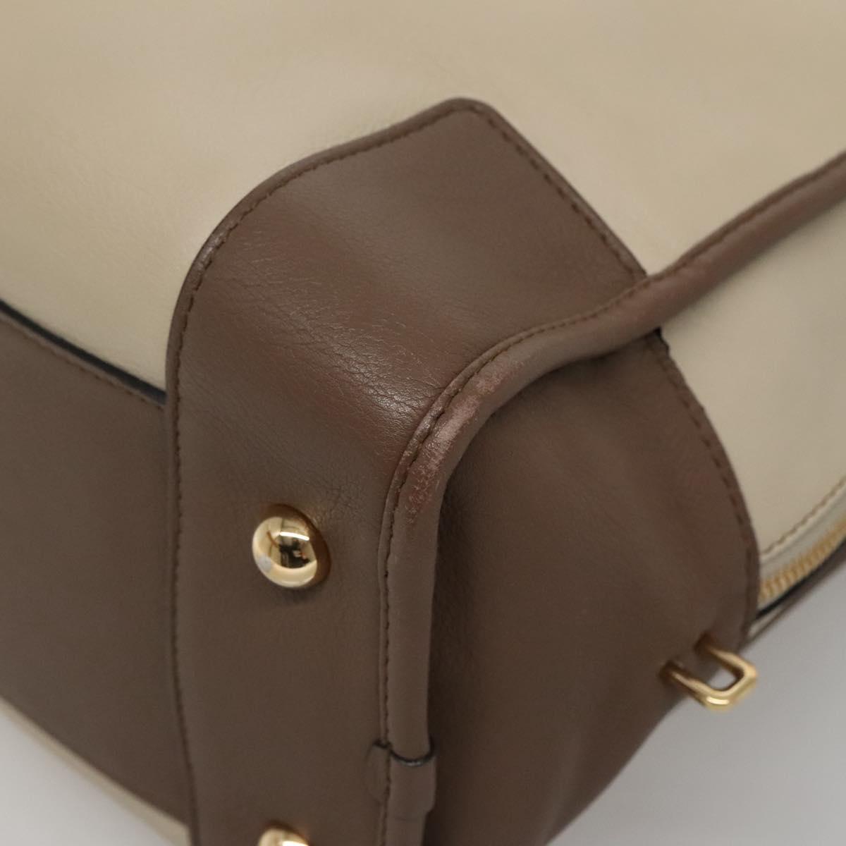 LOEWE Anagram Amazona 36 Hand Bag Leather Beige Gold Auth yk19361