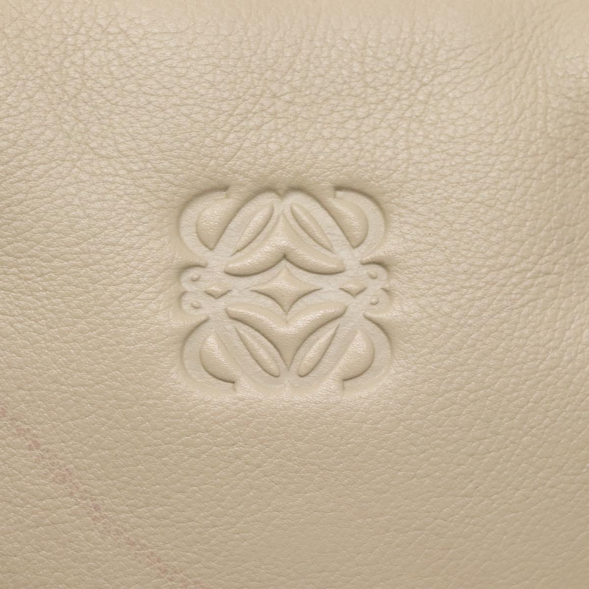 LOEWE Anagram Amazona 36 Hand Bag Leather Beige Gold Auth yk19361