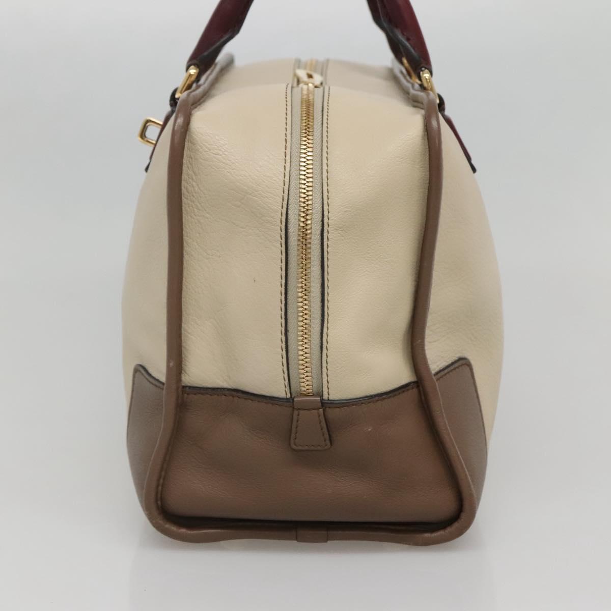 LOEWE Anagram Amazona 36 Hand Bag Leather Beige Gold Auth yk19361