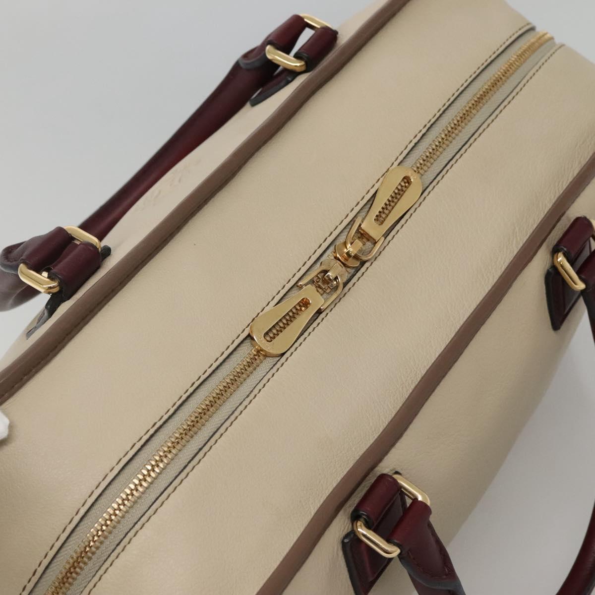 LOEWE Anagram Amazona 36 Hand Bag Leather Beige Gold Auth yk19361