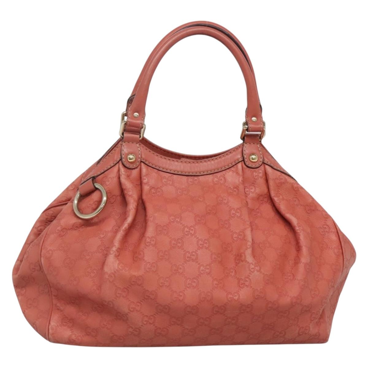 GUCCI GG Canvas Sookie Guccissima Hand Bag Leather Gold Pink 211944 Auth yk19363