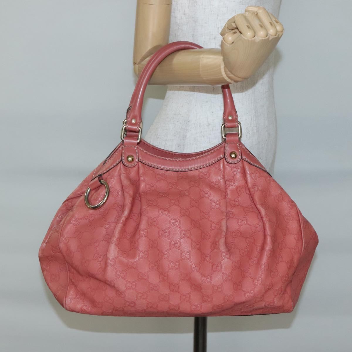 GUCCI GG Canvas Sookie Guccissima Hand Bag Leather Gold Pink 211944 Auth yk19363