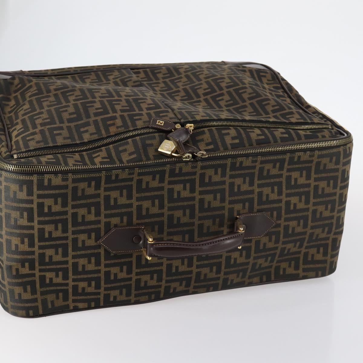 FENDI Zucca Canvas Carry Case Black Brown Auth yk19369