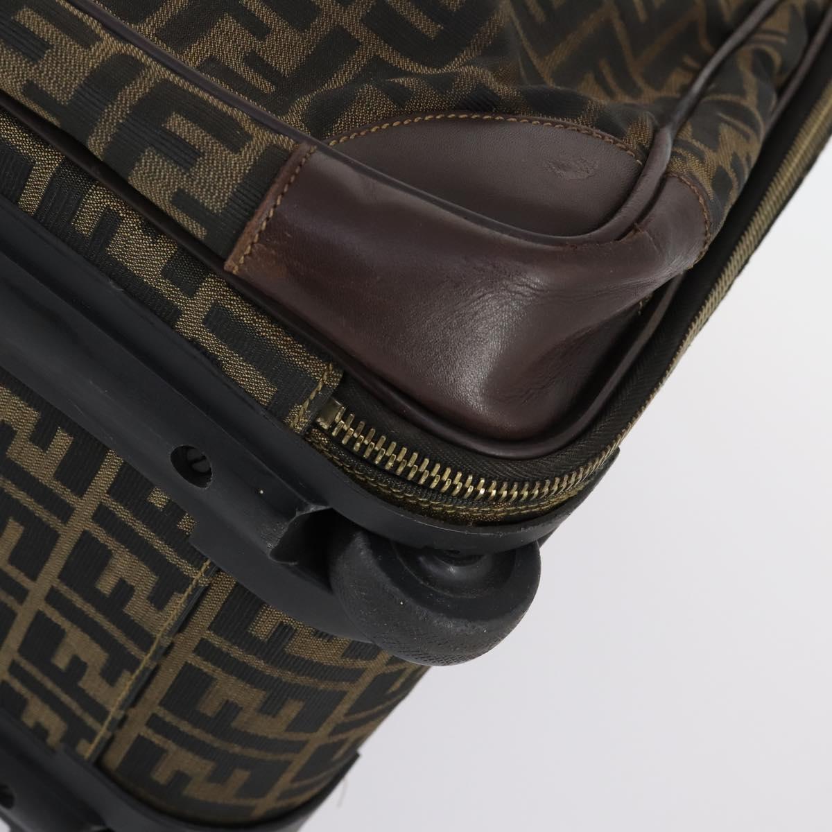 FENDI Zucca Canvas Carry Case Black Brown Auth yk19369