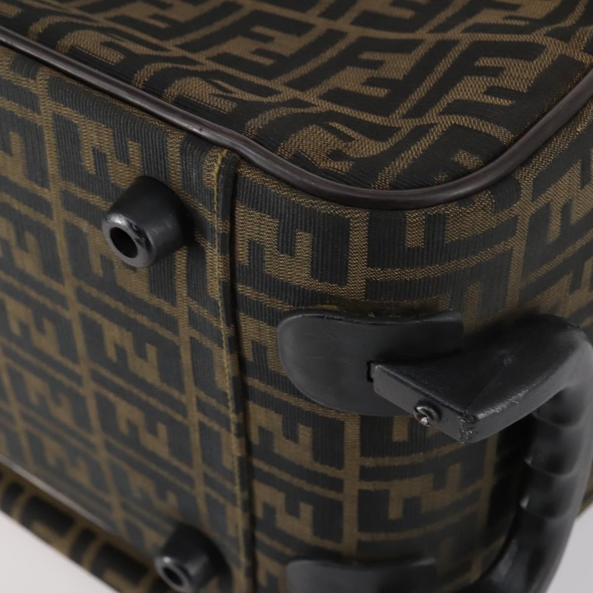FENDI Zucca Canvas Carry Case Black Brown Auth yk19369