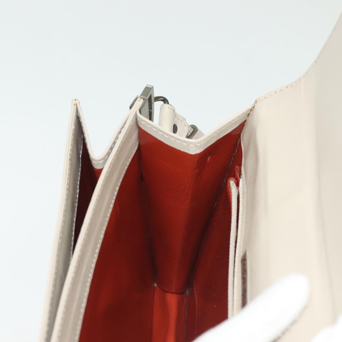 SAINT LAURENT Shoulder Bag Leather White Silver Auth yk19372