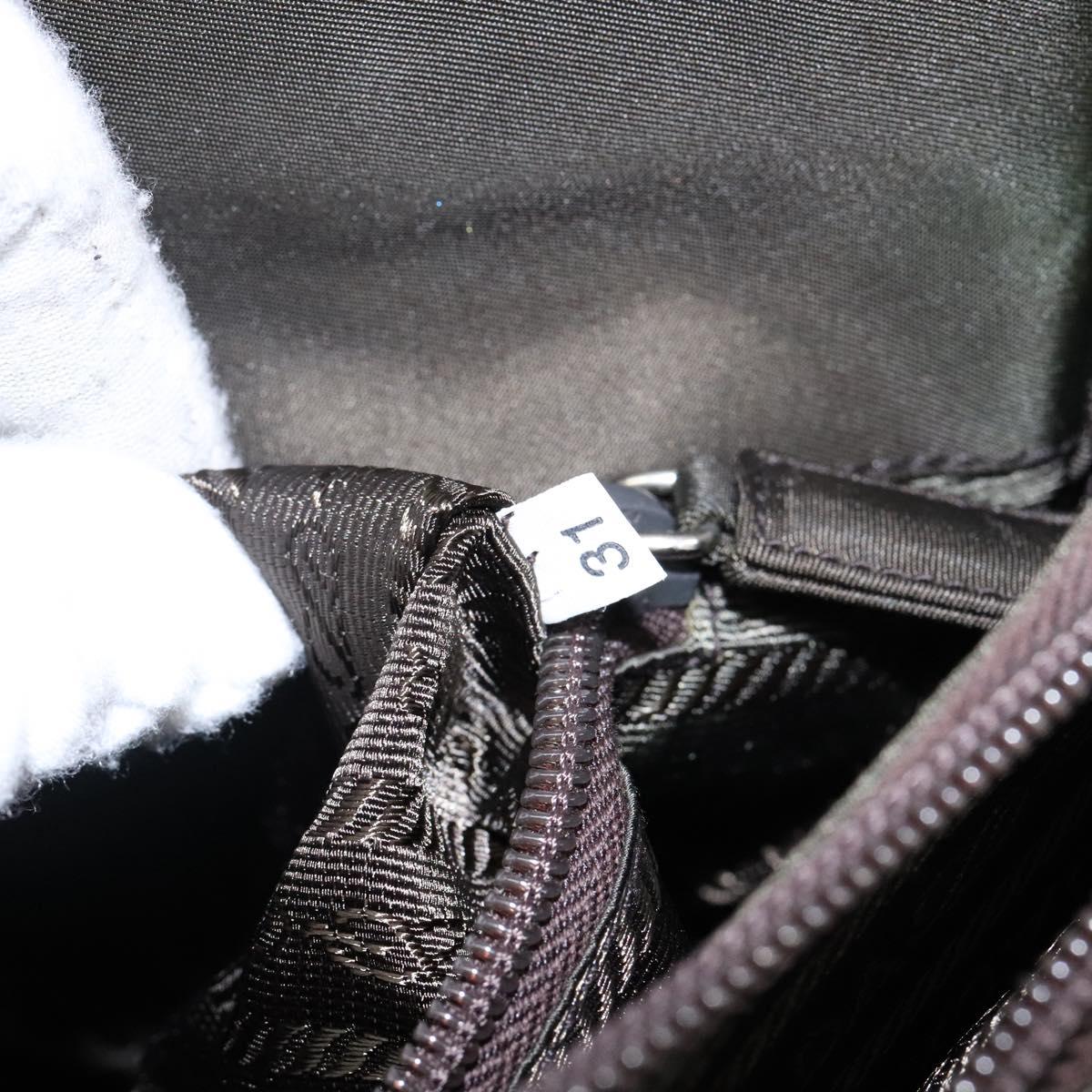 PRADA Hand Bag Nylon Silver Khaki Auth yk19373