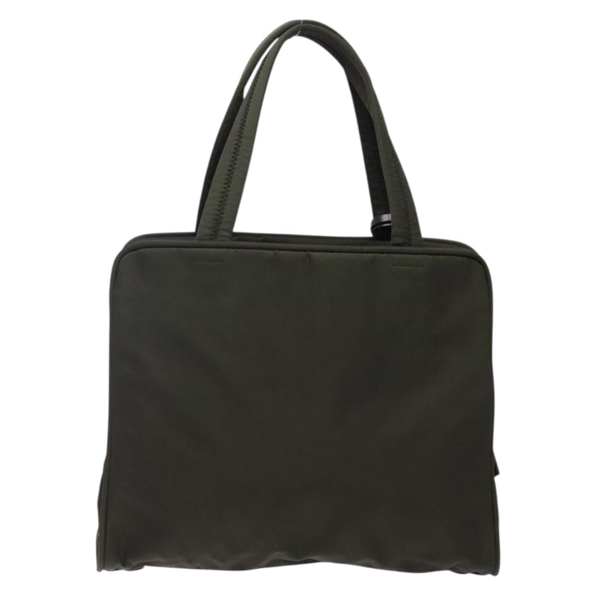 PRADA Hand Bag Nylon Silver Khaki Auth yk19373