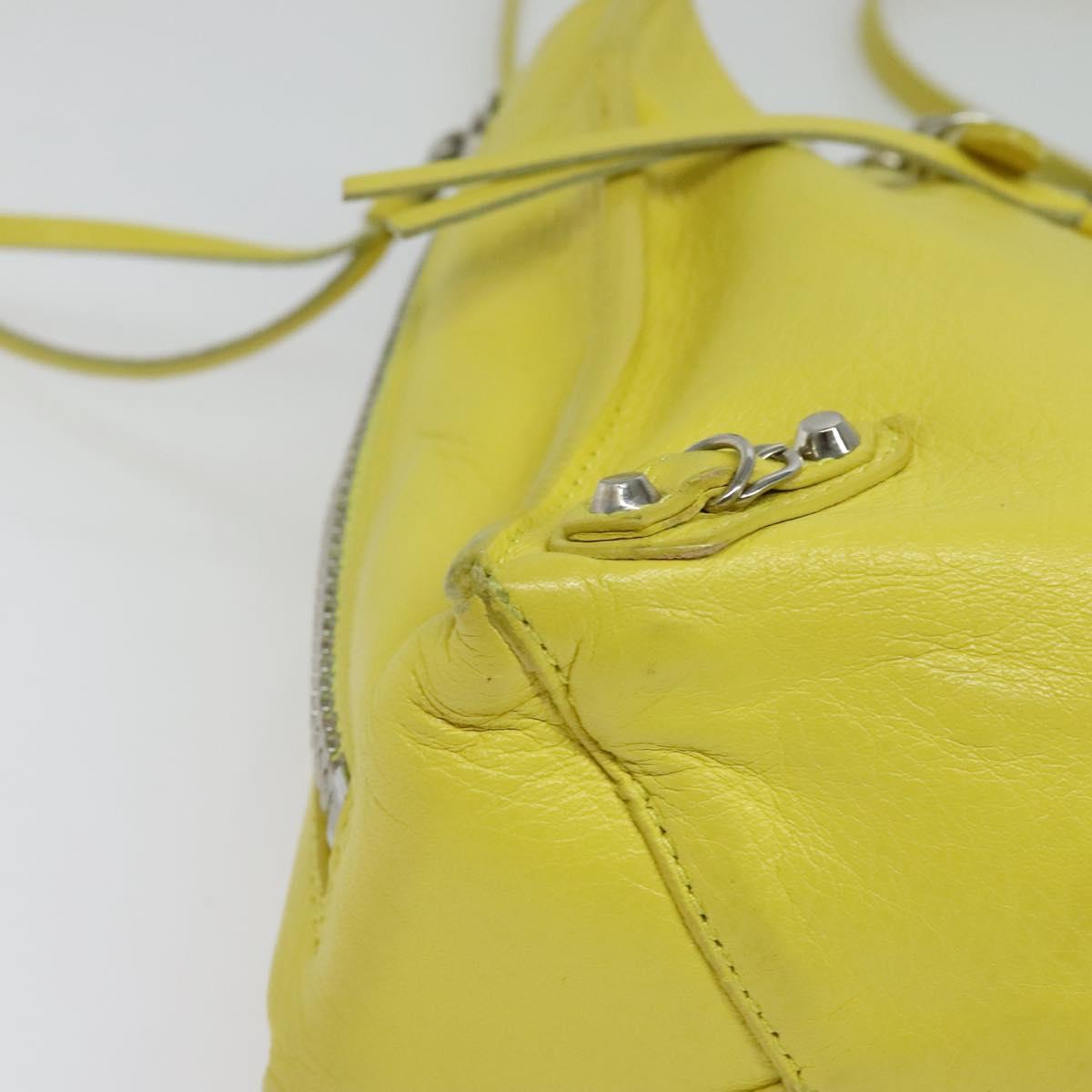 BALENCIAGA Paper Mini Hand Bag Leather 2way Yellow Silver 357333 Auth yk19376