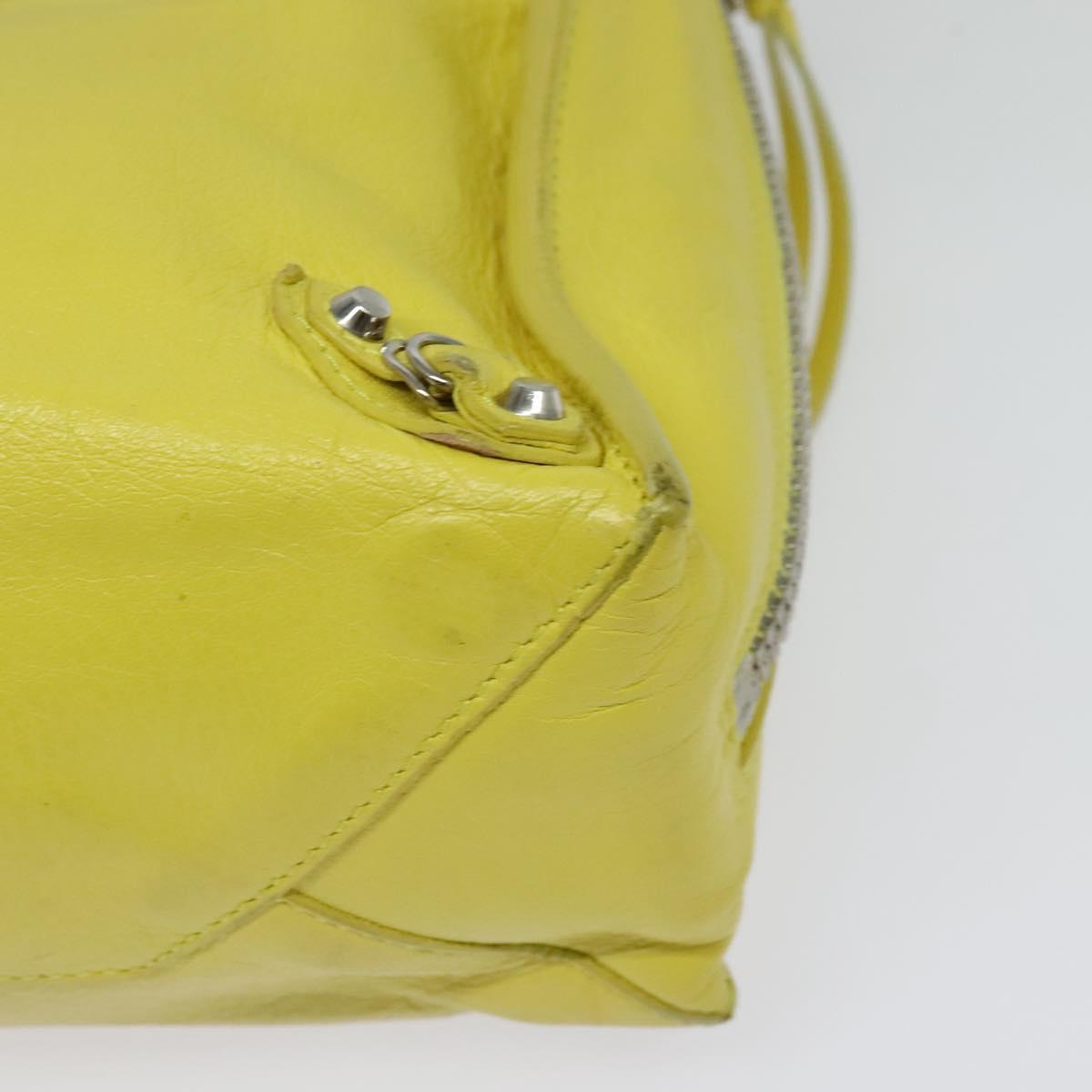 BALENCIAGA Paper Mini Hand Bag Leather 2way Yellow Silver 357333 Auth yk19376