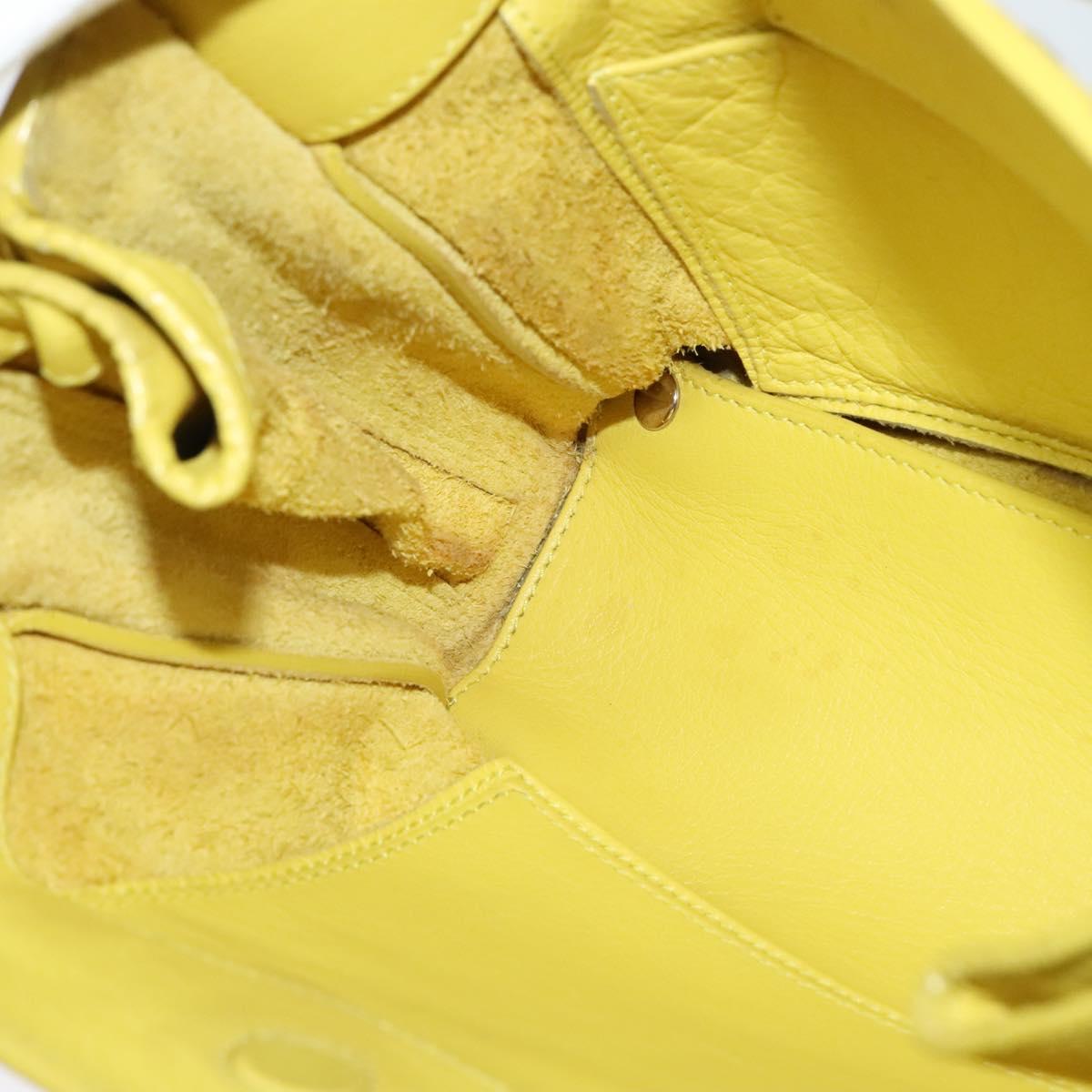 BALENCIAGA Paper Mini Hand Bag Leather 2way Yellow Silver 357333 Auth yk19376