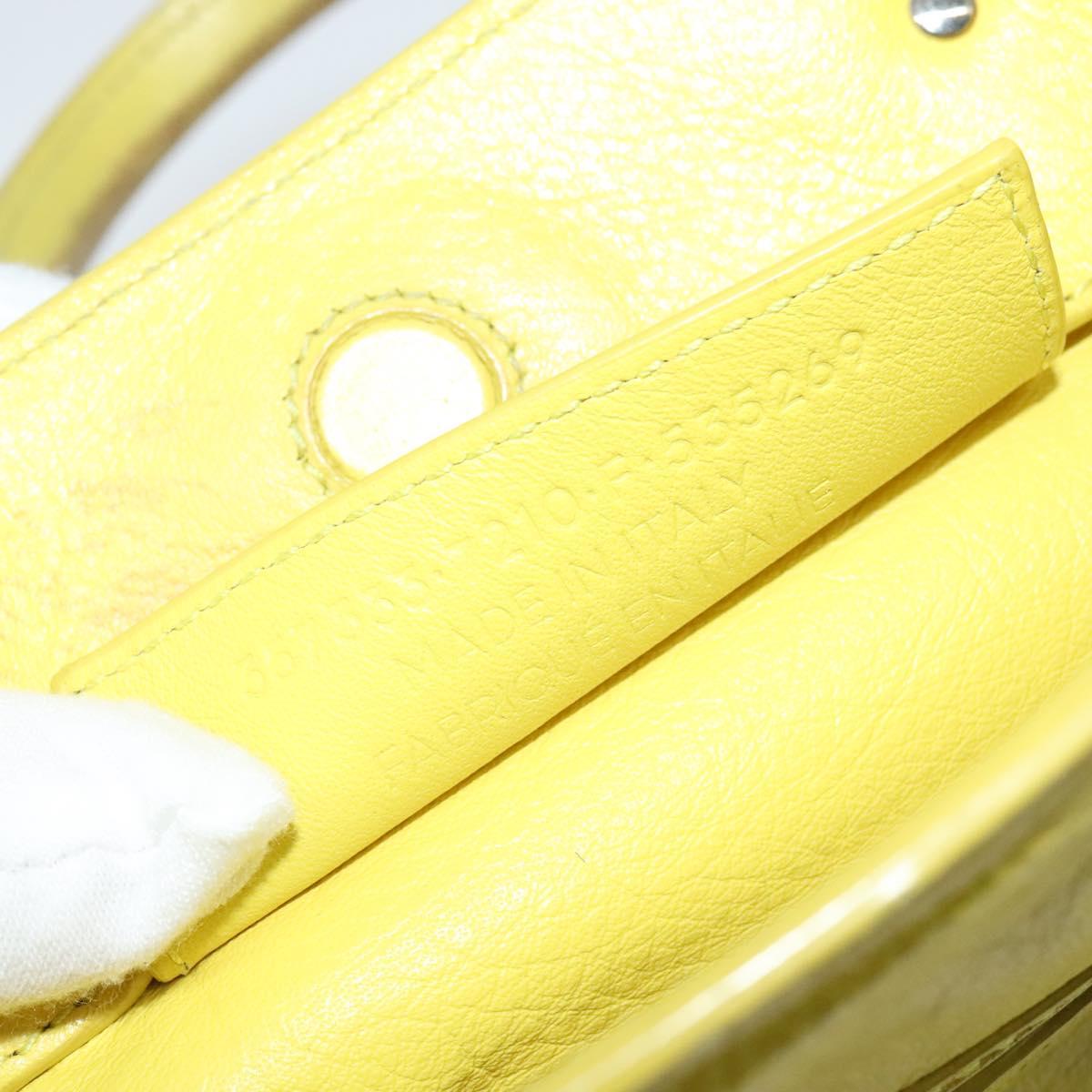BALENCIAGA Paper Mini Hand Bag Leather 2way Yellow Silver 357333 Auth yk19376
