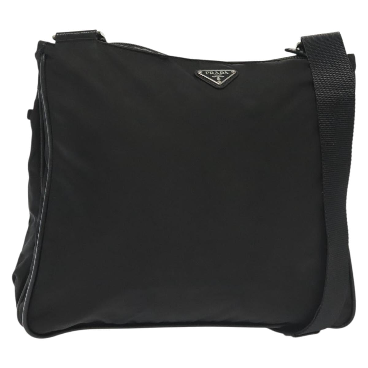 PRADA Shoulder Bag Nylon Black Silver Auth yk19379