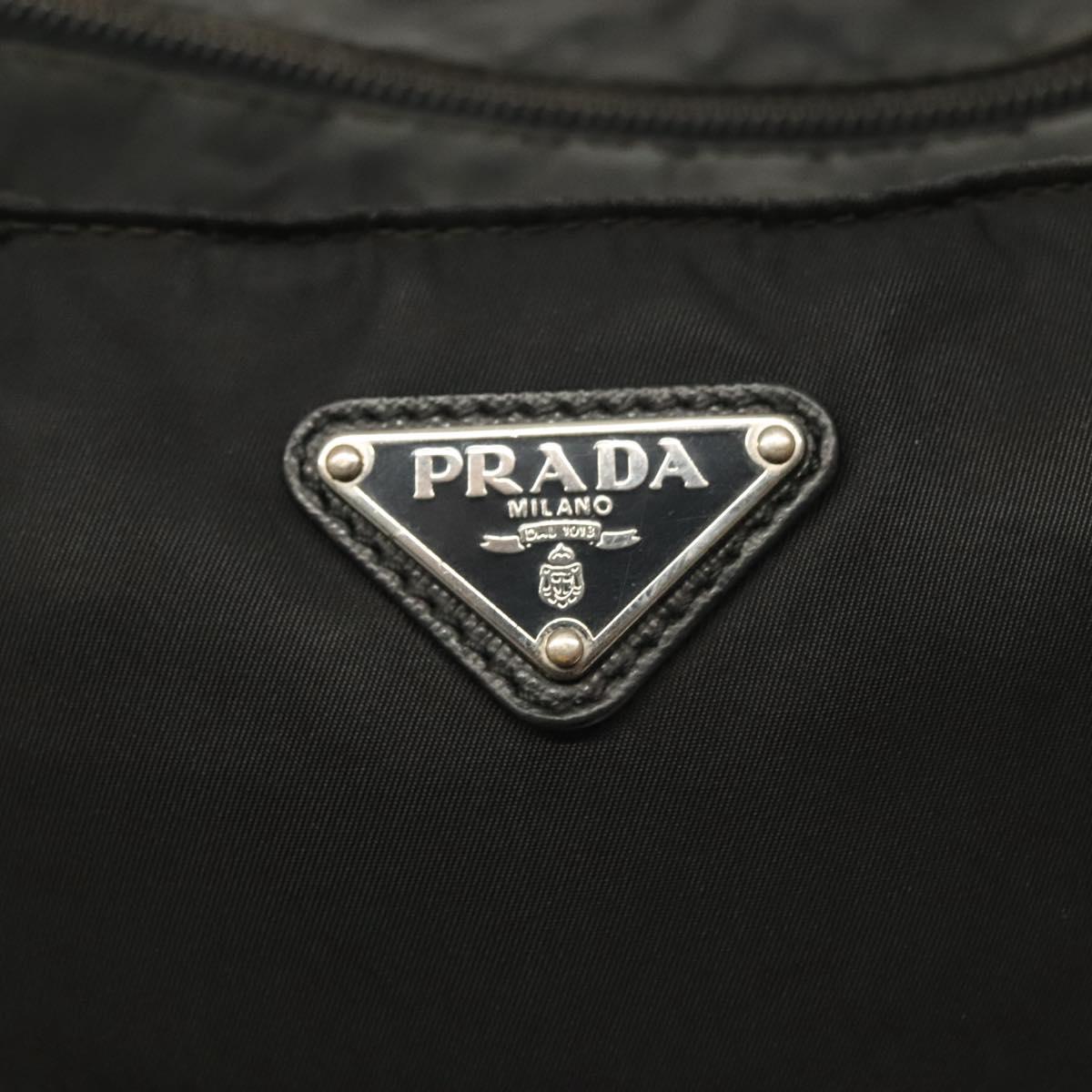 PRADA Shoulder Bag Nylon Black Silver Auth yk19379