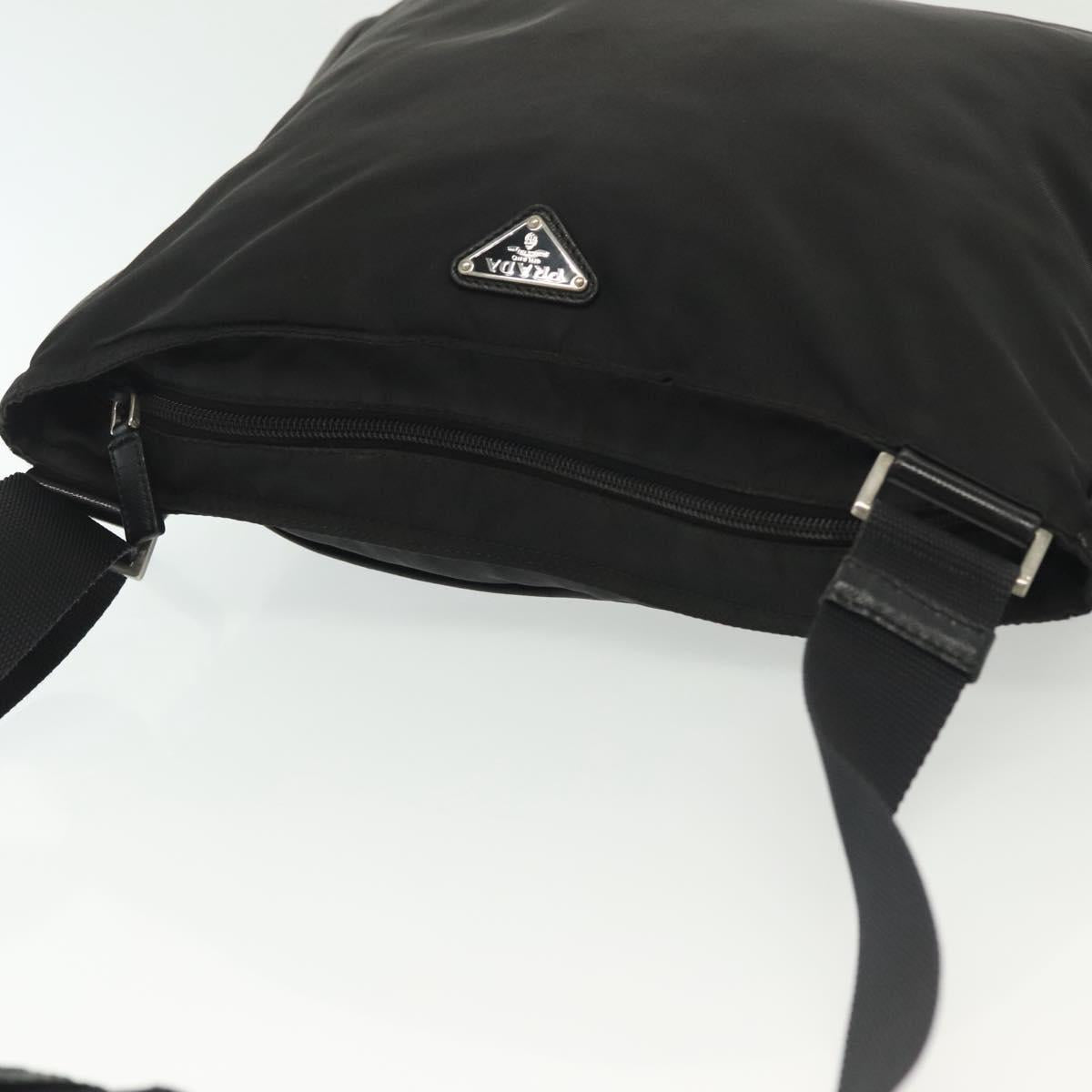 PRADA Shoulder Bag Nylon Black Silver Auth yk19379