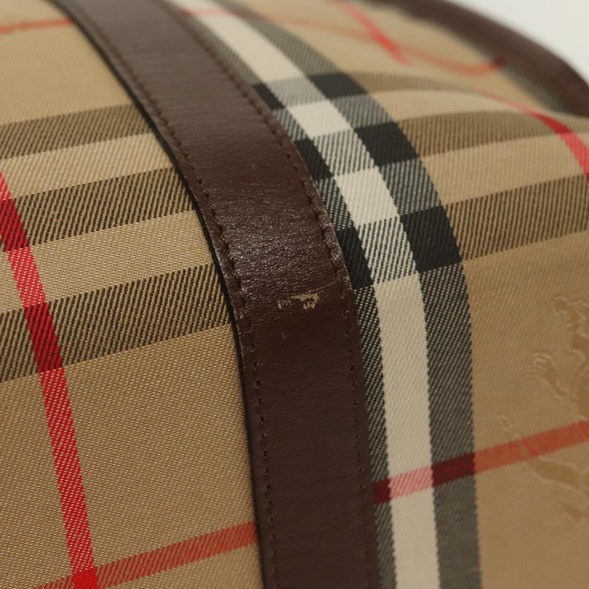 Burberrys Nova Check Hand Bag Canvas Beige Gold Auth yk19386